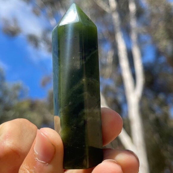 Nephrite Jade Tower Crystal Point - Picture 2 of 7